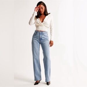 Abercrombie & Fitch Light Blue Straight Leg curve love Jeans